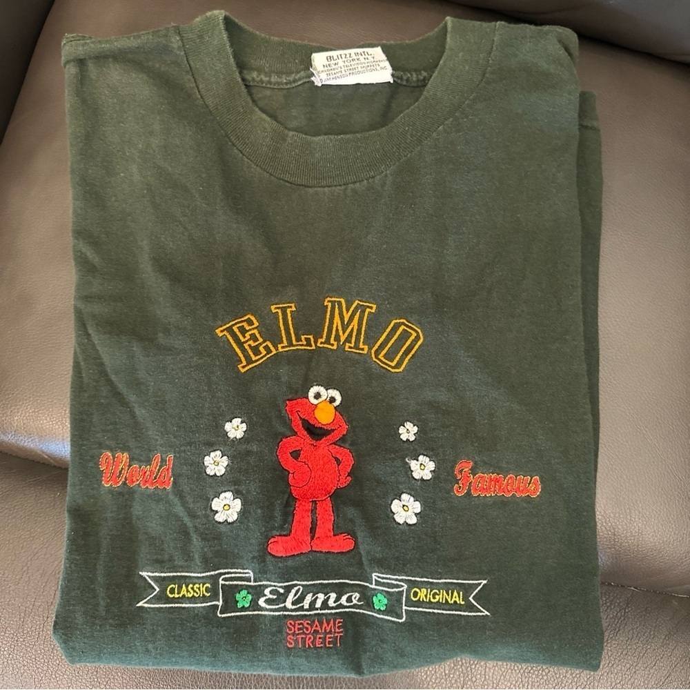 Vintage 90s Elmo Shirt Sesame Street Logo Embroidered Unisex Adult XL Jim Henson